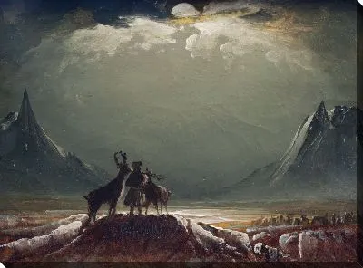 Пейзаж из Финнмарка с саами и оленями