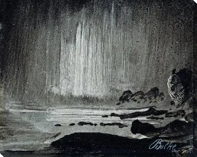 Картина Северное сияние над прибрежным ландшафтом