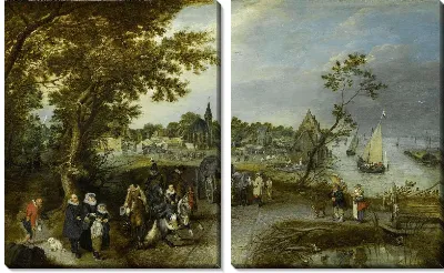 Картина Пейзаж с фигурами и деревенская ярмарка (Village Kermesse)