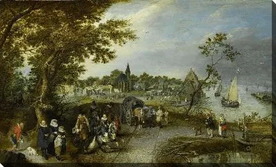 Картина Пейзаж с фигурами и деревенская ярмарка (Village Kermesse)