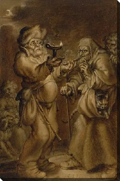 Картина Морализующая сцена со старушкой и мужчиной