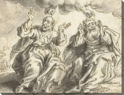 Картина Рука Божья срывает волосы с головы двух сидящих мужчин