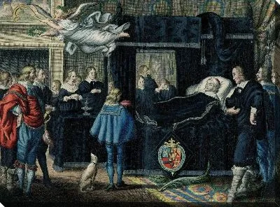 Картина На снимке Нассауша Руст-Бедде, изображённого Ваером, изображены погибшие Лихам ван Сайн Хугхейт Фредерик Хенрик, принц ван Ораньен, Могила ван Нассау и другие. О членах в 'sGraven-hage, ден 14. Maert, 1647