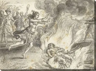 Картина Труп сжигают у племени в далекой стране