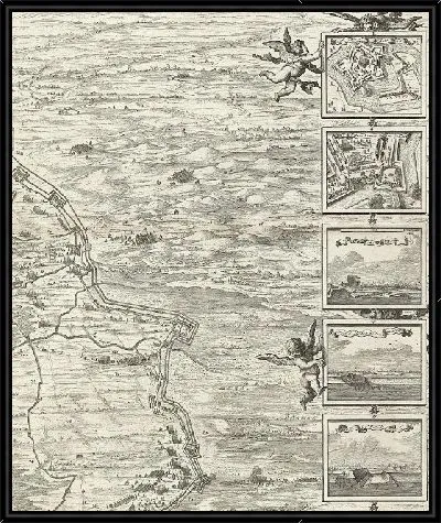 Картина Большая карта осады Дена Боша Фредериком Хендриком (верхний правый лист), 1629