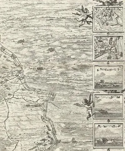 Картина Большая карта осады Дена Боша Фредериком Хендриком (верхний правый лист), 1629