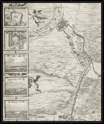 Картина Большая карта осады Ден Боша Фредериком Хендриком (верхняя левая страница), 1629