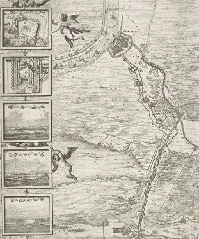 Картина Большая карта осады Ден Боша Фредериком Хендриком (верхняя левая страница), 1629