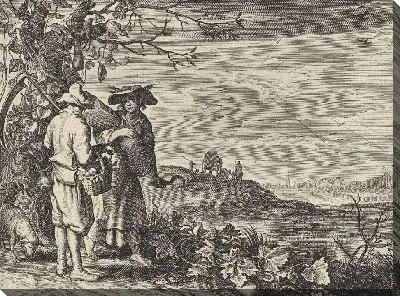 Картина Женщина со снопом кукурузы в мужчине в летнем пейзаже