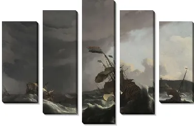 Картина Военные корабли в тяжелом шторме