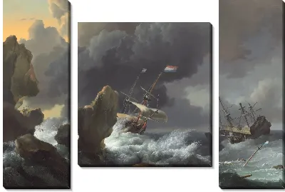 Картина Корабли в бедственном положении у скалистого побережья