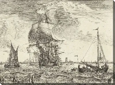 Картина Корабли на Маасе под Роттердамом