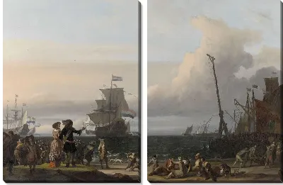 Картина Голландские корабли на рейде Тексель; в середине «Gouden Leeuw», флагманский корабль Корнелиса Тромпа
