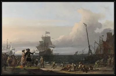 Голландские корабли на рейде Тексель; в середине «Gouden Leeuw», флагманский корабль Корнелиса Тромпа