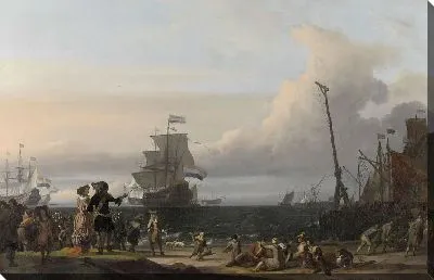 Картина Голландские корабли на рейде Тексель; в середине «Gouden Leeuw», флагманский корабль Корнелиса Тромпа