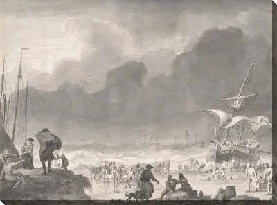 Картина Корабль потерпел крушение на берегу в бурную ночь, выжившие спасали свои грузы