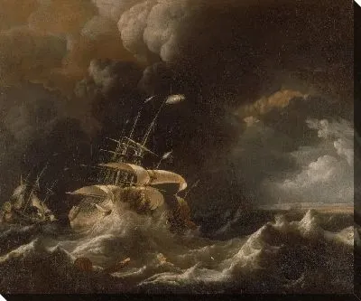 Картина Голландский Торговец - Корабли в Шторме