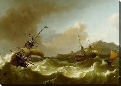 Картина Корабли в бурном море