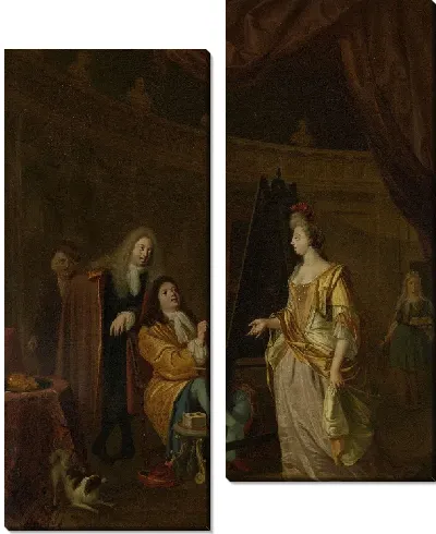 Картина Художник в своей мастерской, рисует портрет дамы