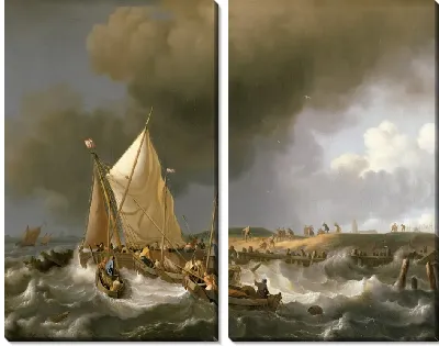 Картина Лодки в шторм