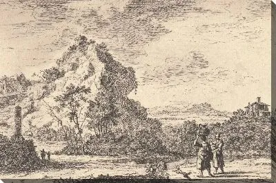 Картина Пейзаж с замком на скале и фигурами