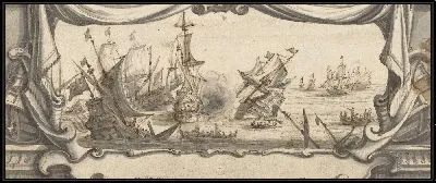 Картина Морской бой в картуше