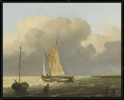 Картина Моря у побережья с баржей Spritsail