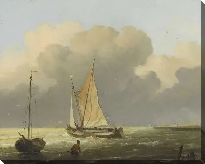 Картина Моря у побережья с баржей Spritsail