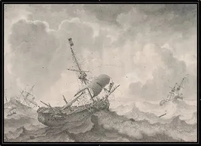 Картина Корабли в бурном море, 1698