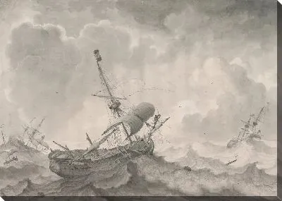 Картина Корабли в бурном море, 1698