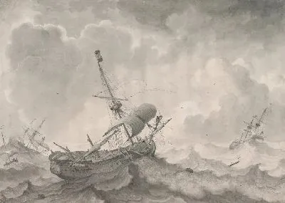 Картина Корабли в бурном море, 1698