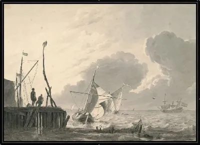 Картина Гавань на море во время грозы