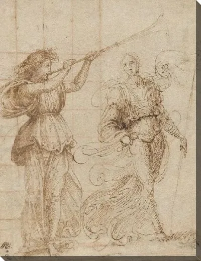 Картина Ангел дует в трубу, а другой держит стандарт