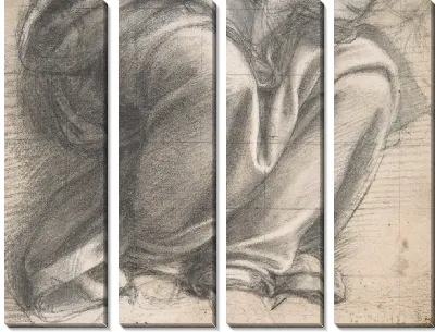 Картина Изучение драпировки над коленями сидящей фигуры.