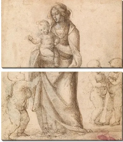 Мадонна с Младенцем с младенцем Иоанном Крестителем и двумя Путти (ректо);