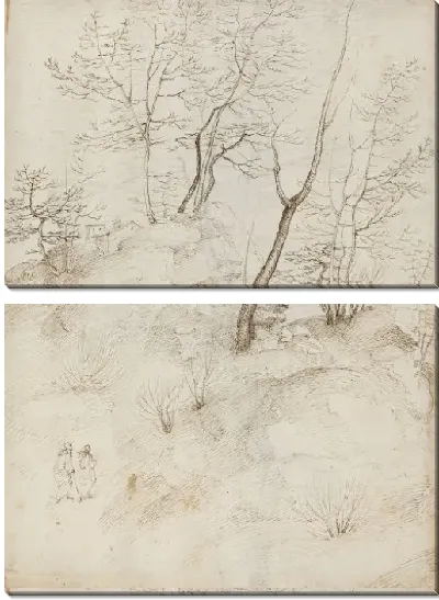 Картина Два монаха на склоне холма [ректо]