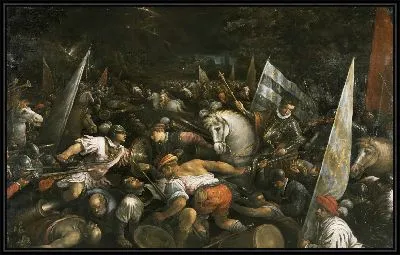 Сцена битвы: Карл VIII получает корону Неаполя