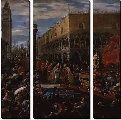 Картина Венецианский флот собирается отплыть от набережной у Сан-Марко против кораблей Барбароссы