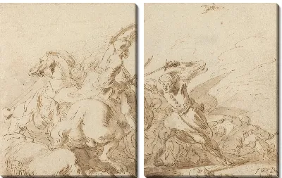 Картина Битва между восточной кавалерией и солдатами