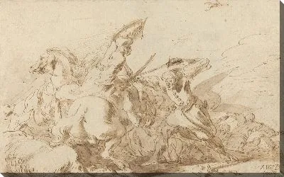 Картина Битва между восточной кавалерией и солдатами