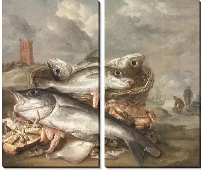 Картина Натюрморт с рыбой на берегу в Эгмонд-ан-Зее