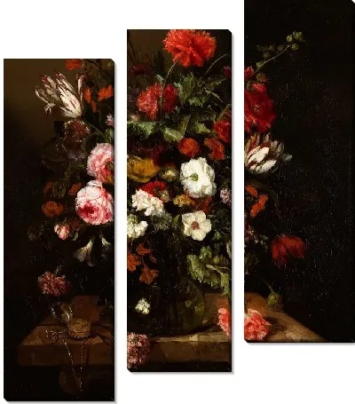 Картина Цветочный натюрморт с часами