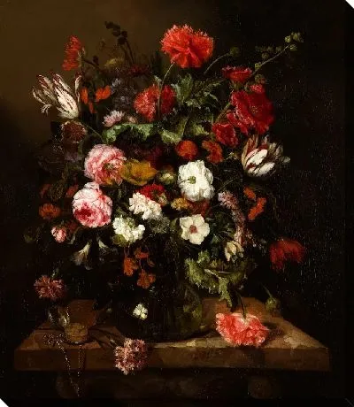 Цветочный натюрморт с часами