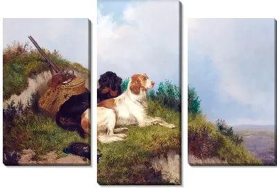 Модульная картина Собаки перед охотой (Dogs before hunting)