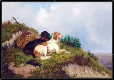 Картина Собаки перед охотой (Dogs before hunting)