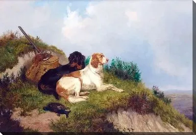 Картина маслом Собаки перед охотой (Dogs before hunting)