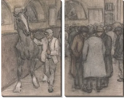 Конная ярмарка (с дополнительными набросками на полях)