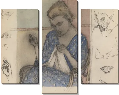 Картина Этюд шитья женщины