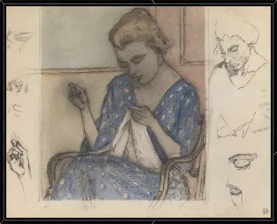 Картина Этюд шитья женщины