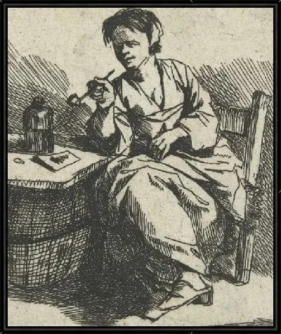 Молодая женщина сидит с трубкой